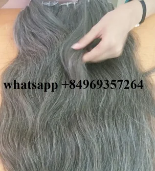 Natural Grey Hair Weaving Bundles Human Vietnam Hair Extension