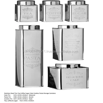 stainless steel tea coffee sugar jars