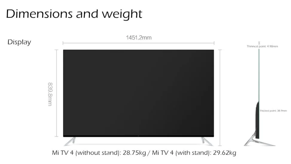Телевизор шириной 120 см. Описание телевизора на английском.