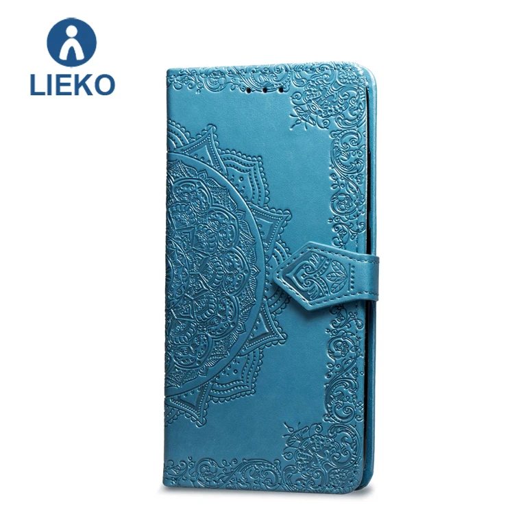 

PU Leather Mandala Embossing design mobile phone case with card holder for iPhone XS MAX, Blue,red,grey,black,customized color