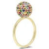 LOZRUNVE 925 Silver Jewelry Multi Colored Rainbow CZ Stone Gold Disco Ball Ring