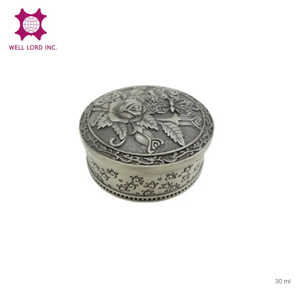 High quality rose and butterfly engraving tin jewelry box for necklace