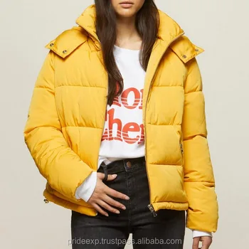 yellow puffer jacket women's