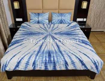 Indian Cotton Fabric Tie Dye Quilt Covers With Pillows Shibori Bed