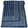 Indian Handmade Kantha Quilt Reversible cotton Indigo Print Throw Decor Vintage bedding Kantha Hand Stitched Bedspread