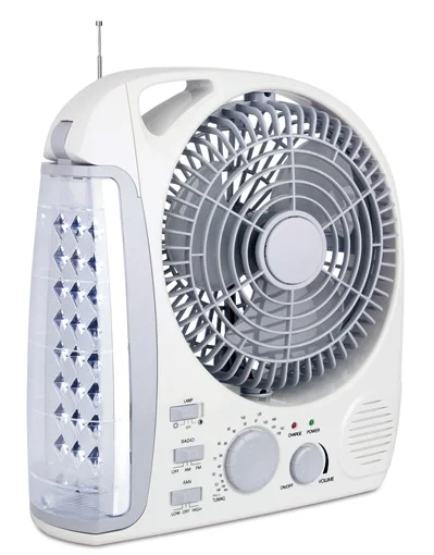 Factory 16" AC DC 12V solar emergency rechargeable fans with light