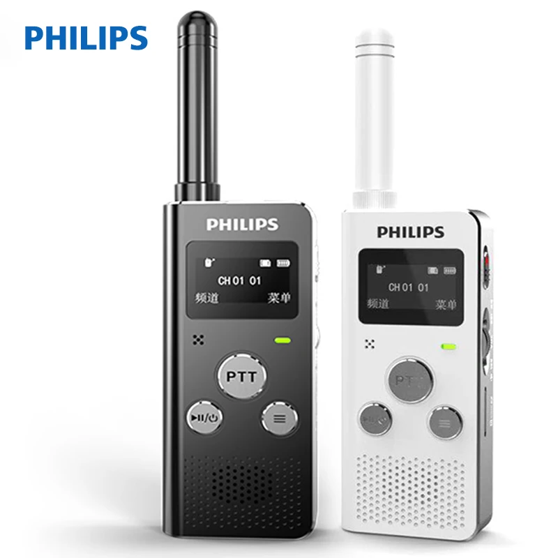

Philips 100% Original Wireless Interphone Mini Walkie Talkie Intercom 32GB Audio Recorder 20 Channels walkie-talkie, Black,white