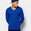 2017 High Quality Men Long Sleeve 100% Cotton T-Shirt Plain Custom Printing Blank Tshirt V Neck T Shirt