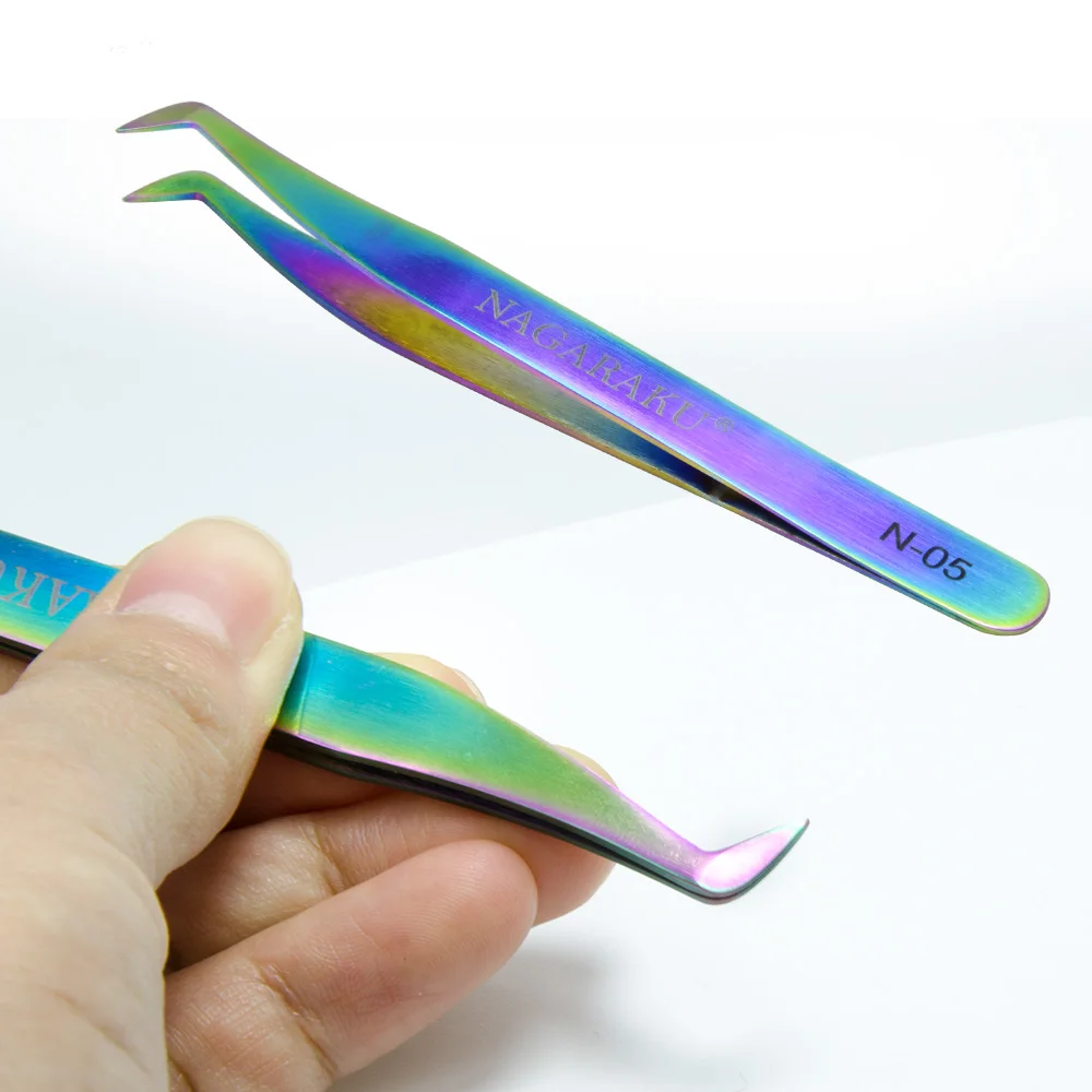 

stainless Colorful eyelash tweezers eyelash volume fans tweezers Russian volume tweezer, Color