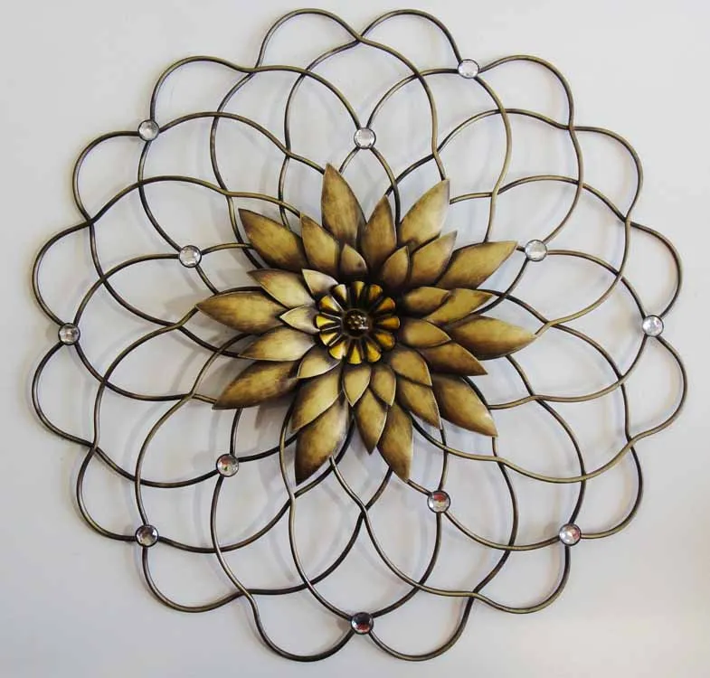 Rattan Design Metal Wall Art For Home Decorative Iron Bronze Color Decor Round Shaped Unique Rattan Design Metal Wall Art For Home Decorative Iron Bronze Color Decor Round Shaped Unique