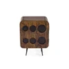 Splendid Solid Wood Honey Oak & Walnut Finish Single Door Round Corners with Scandinavian legs Bedside Table