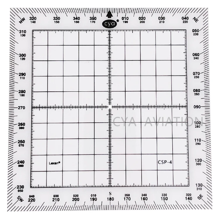 

Cya Aviation Lexan Plastic Pilot Student Square Protractor Plotter 360 Degree with Grids for Map Reading, Transparent