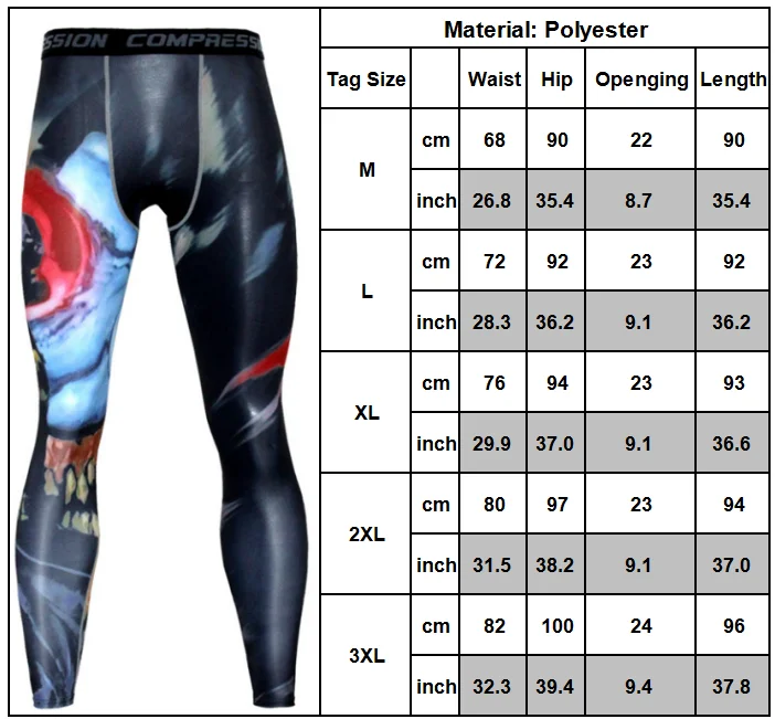 difference between compression pants and leggings size