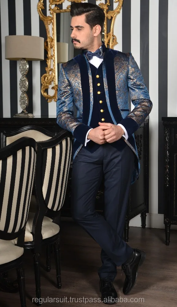 
Custom Made Blue High Quality Wedding Men Suit 