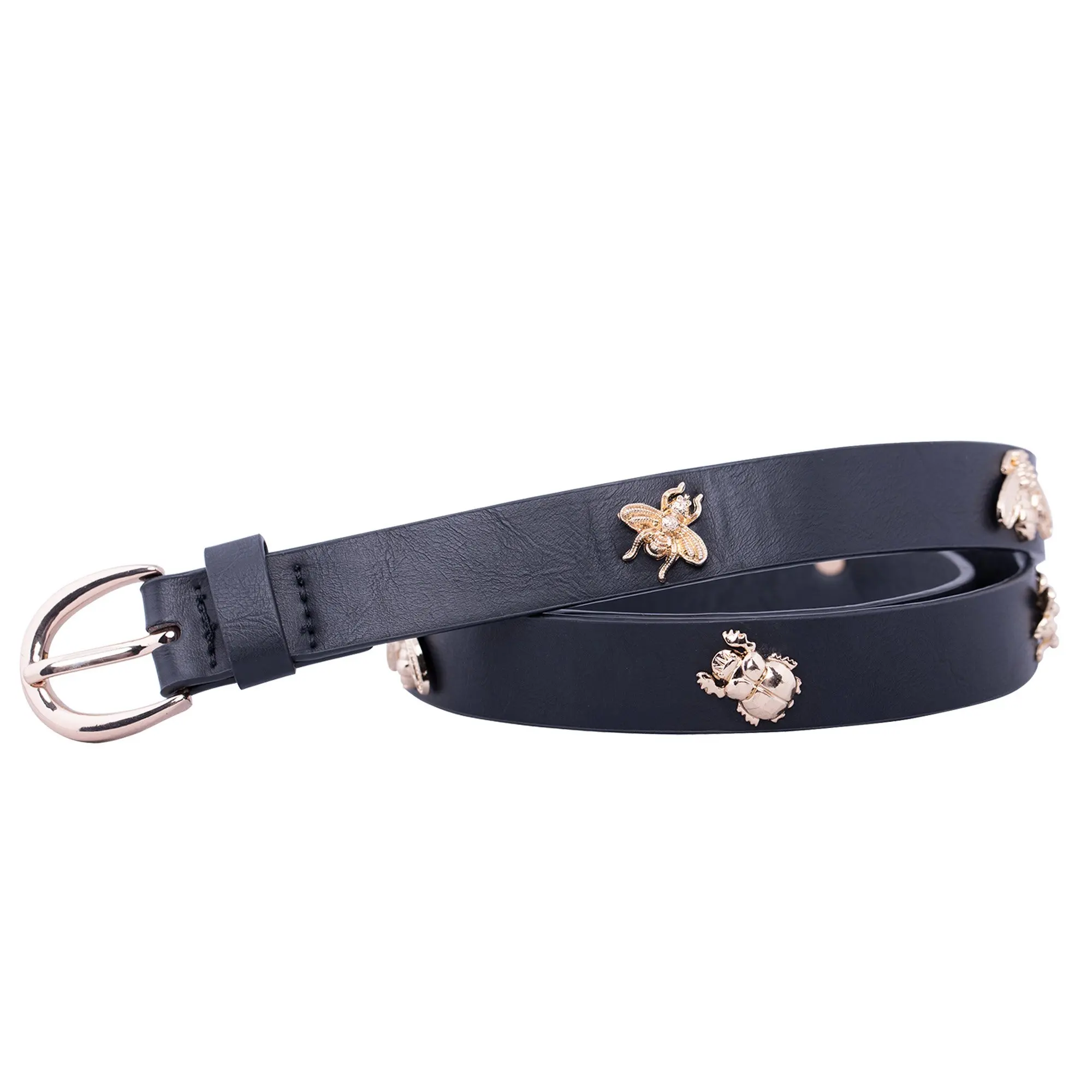 MONIQUE Women Cowhide Full Grain Leather Distressed Casual Snap On 1.5 Belt
