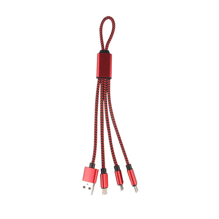 Nylon Braided Usb Charger 3 In 1 Usb Charger Cable Multi Charging Cable For Iphone Type C Mirco