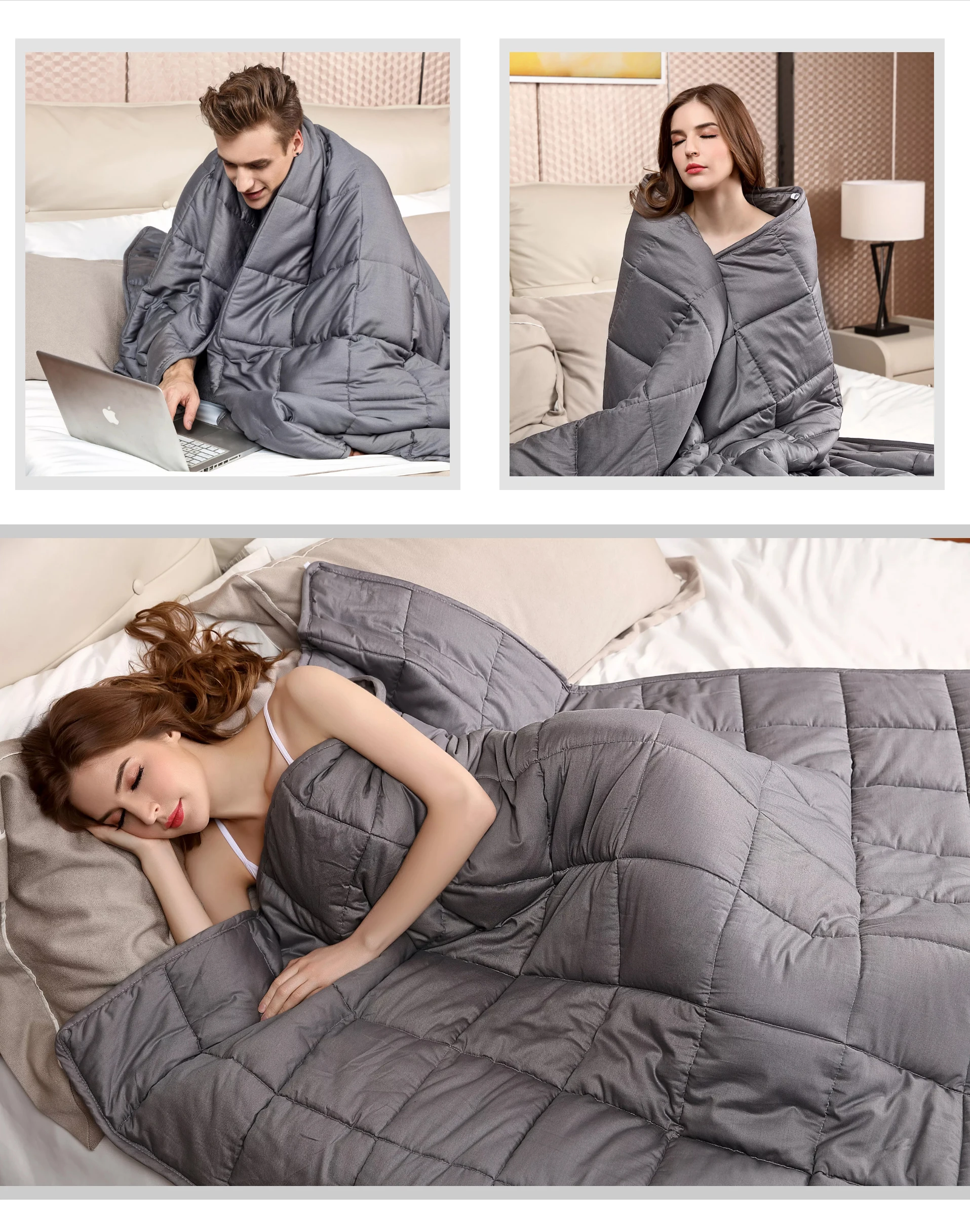 Weighted Blanket Sleep Set 15 Pounds,Full Sized,Silk Sleep Heavy