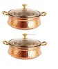 Ski Group Of Solid Copper Handi With Stylish Glass Lid