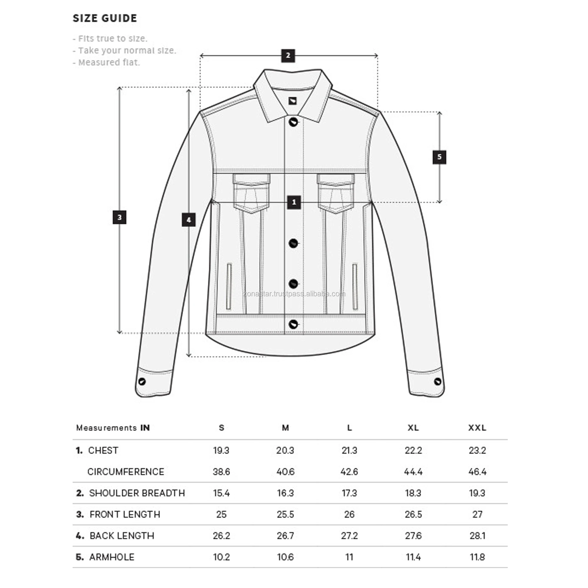 Размеры джинсовых курток мужских таблица