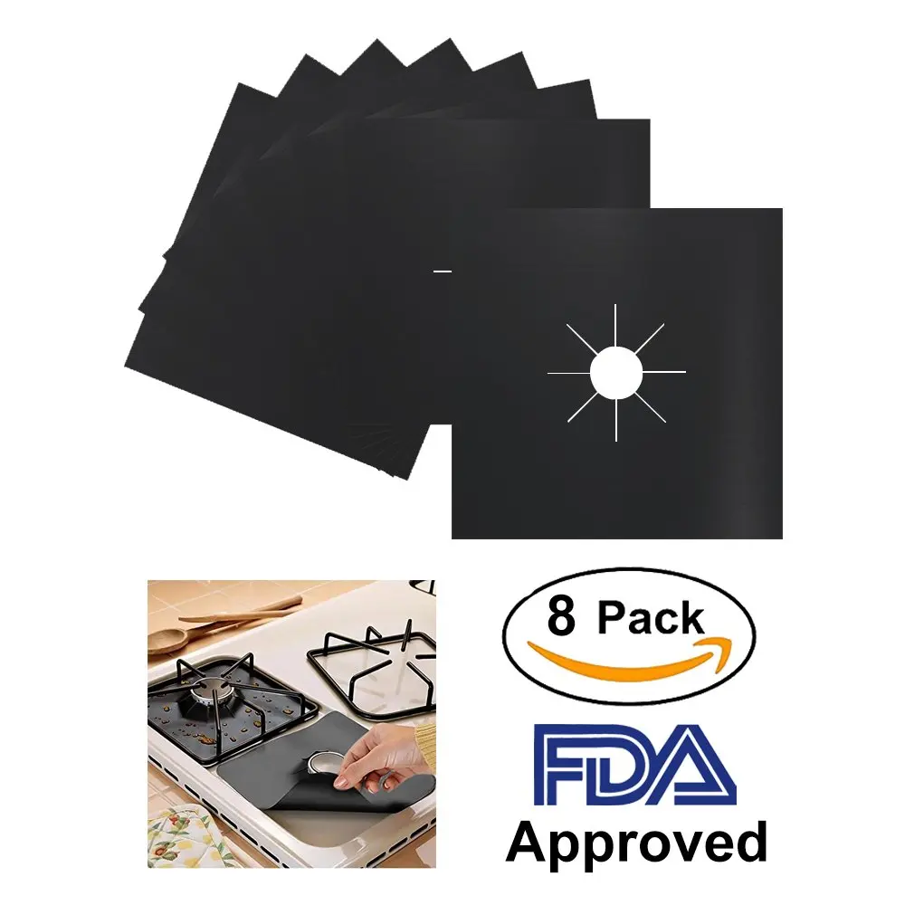 Heat-resistant for Cooking Gas Range Cover,JUSTDOLIFE Stove Burner Covers 8 Packs Stovetop Burner Liner Thickness Reusable Non-Stick Gas Range Protectors Size 10.6/”x 10.6/” Dishwasher Safe