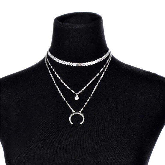

Creative Personality Sexy Street Style Necklace Alloy Shiny Diamond Pendant Multi-layer Necklaces, Picture shows