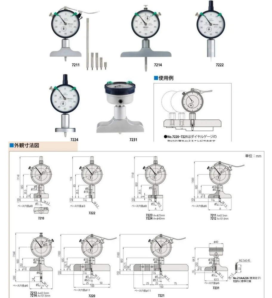 使いやすくポータブルなMitutoyoダイヤルデプスゲージ7211/7214/7222/7224/7231| Alibaba.com