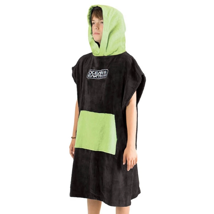 100 Cotton Kids Hooded Poncho Bath Towel Custom Plain Poncho Surf