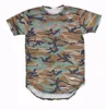 2018 Basic custom 100%cotton french terry t-shirt/French Terry T-Shirt/Ripped Elongated French Terry Camouflage T-Shirt