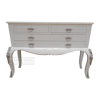 Wooden Cabinet Chest Of Drawers Silver White French Style View