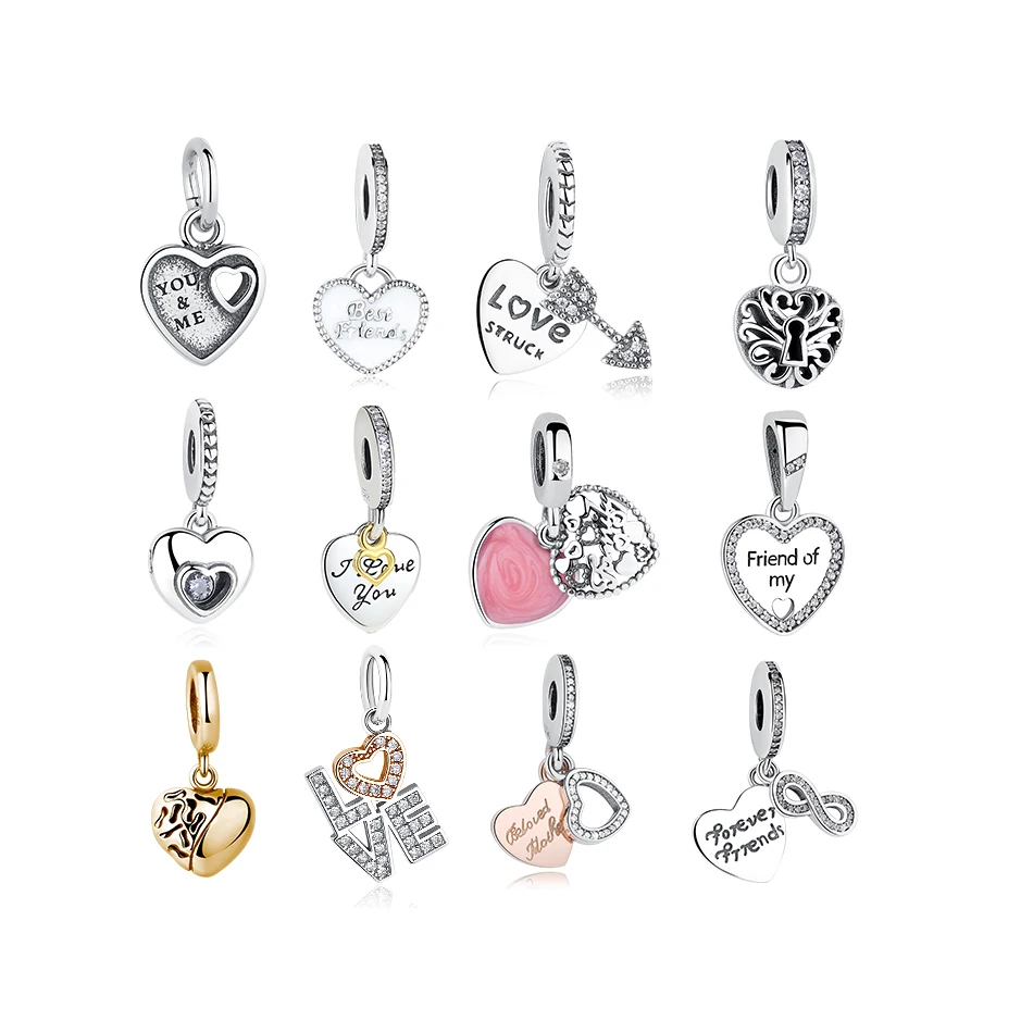 

Authentic 925 Sterling Silver Pendant Charms with CZ Best for my Mother Love Heart Dangle Charm fit Silver Snake Bracelet