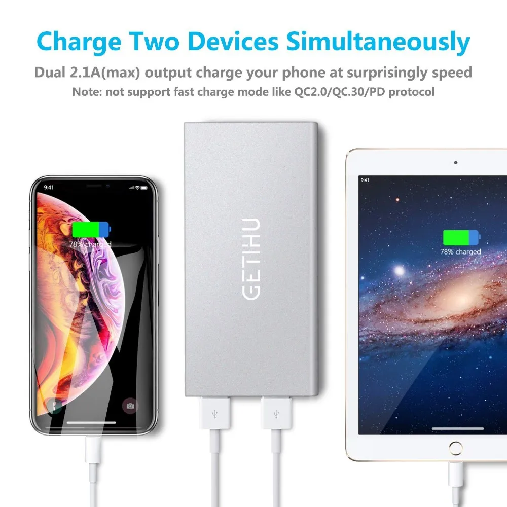Promotion gift Getihu Phone Charger 10000mAh Portable Power Bank Ultra Slim LED Flashlight External Battery Powerbank - ANKUX.COM