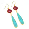 Dyed Ruby & Turquoise Bezel Set Earring