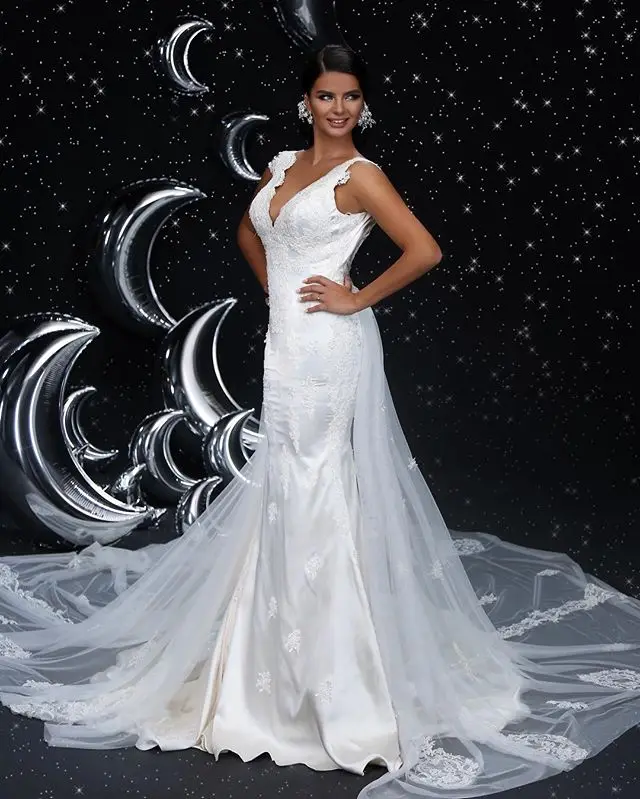 2019 Sexy Wedding Gown Dress Bridal Mermaid Open Back Lace Wedding