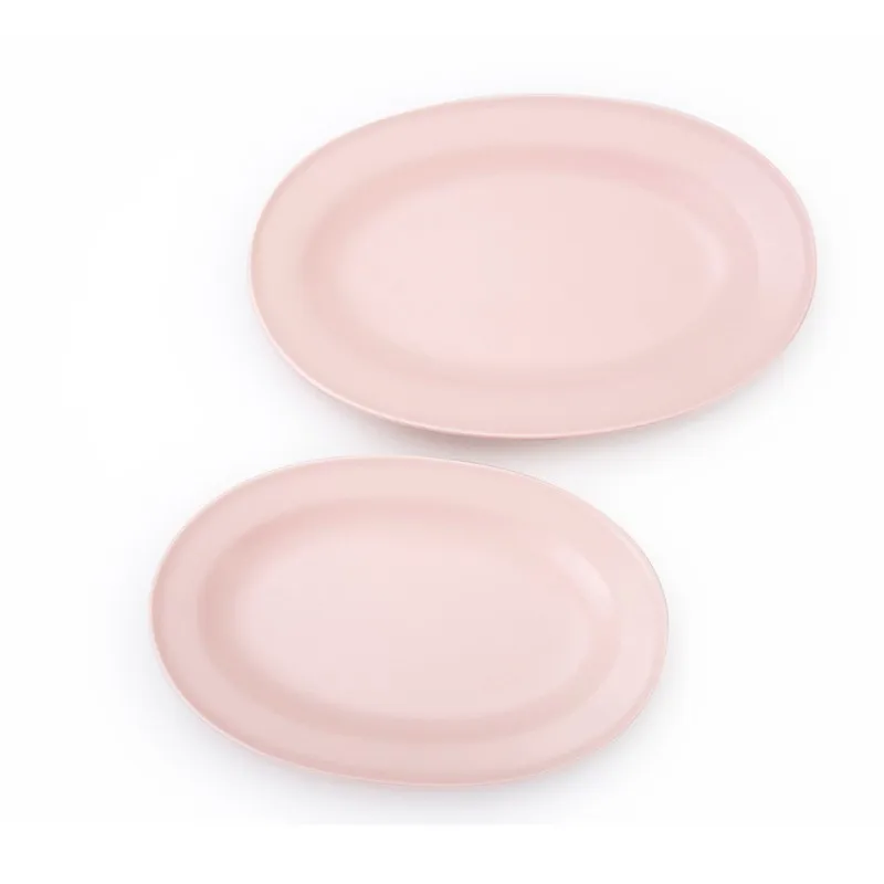 product-Two Eight-Hot Seller China Porcelain Matt Pink Restaurant Ellipse Dinner Plate, Pink Color S