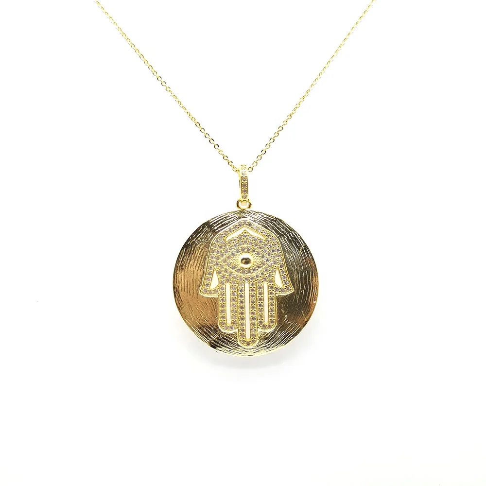 

Hot Sale hand made necklaces stone brass Hamsa Hand Necklace, Gold;rose gold;silver;black