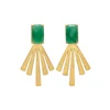 Green onyx Earring May birthstone Drop Gold Post Earring