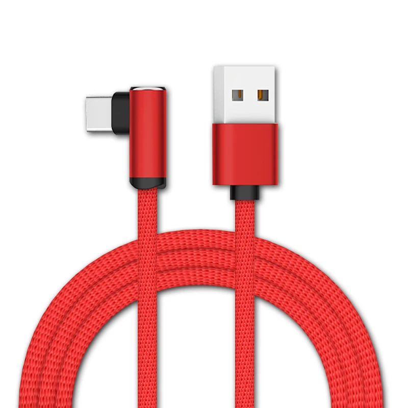 

Millionwell Newest Arrival 2019 Original Fast Charging Type C USB Cable Elbow 90 degree braided usb cables For Samsung Galaxy S8, Red or customized