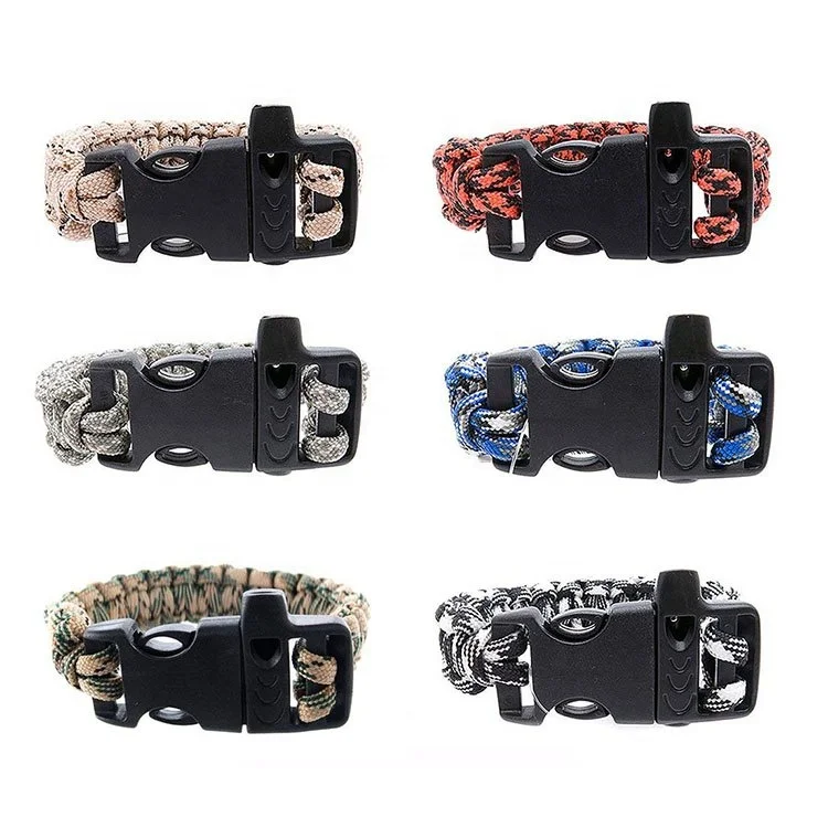 

Multi Cord Outdoor Multi Tool Lime Green Private Label Parachute Cord Nylon Rope Bracelet Men for Christmas Gift, Multi clor bracelet