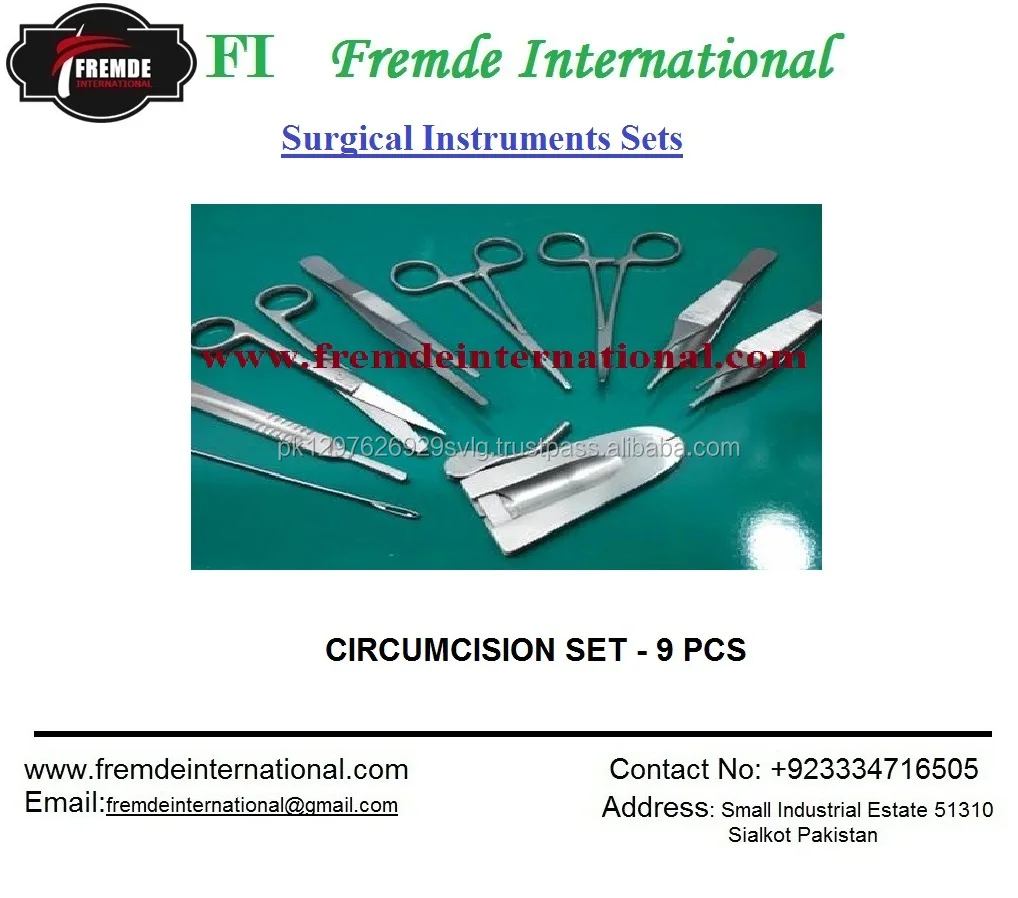 s/s & 6 s/s instruments Circumcision Set c/w "Gomco" style clamp 1.3cm 