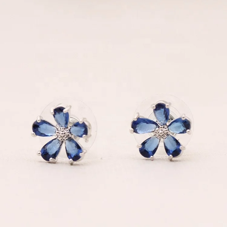 

New Model CZ Crystal Flower Elegant Stud Earrings 925 Sterling Silver Needle for Women