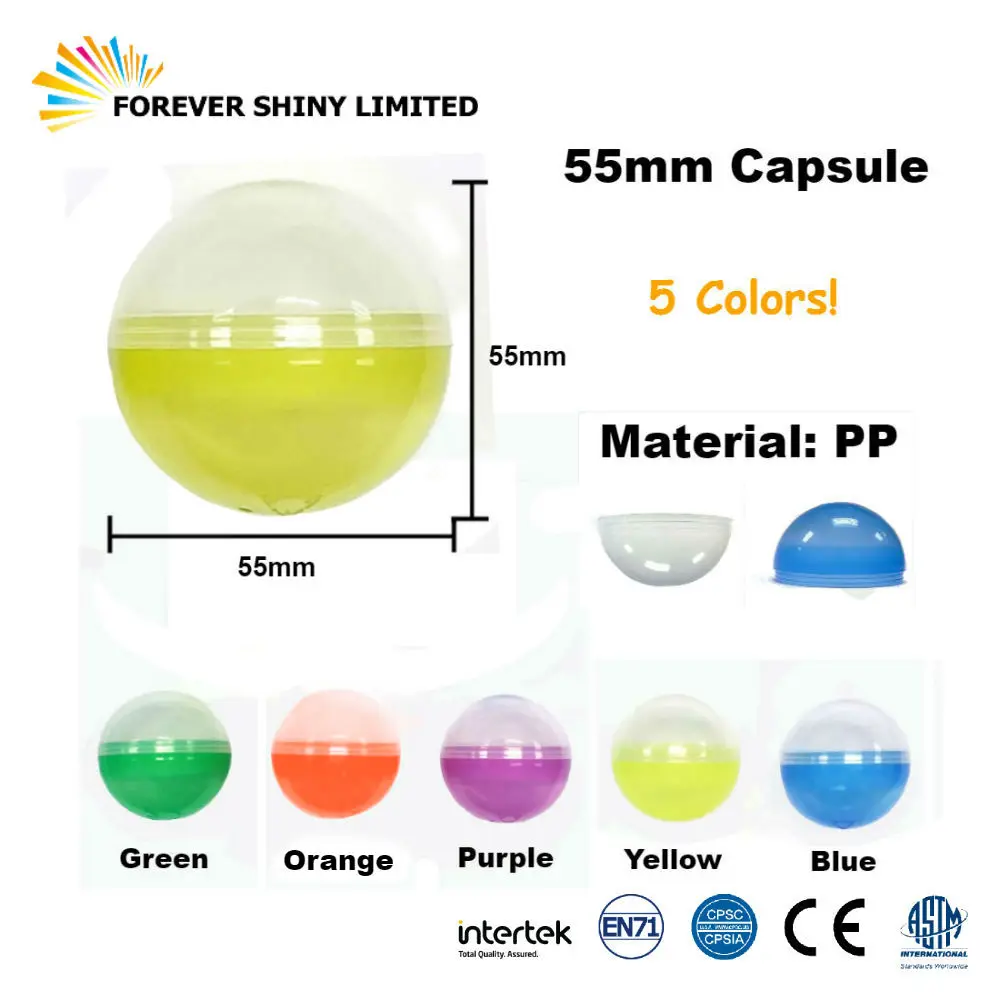 Clear Kid Gashapon High Quality Plastic Empty Small Toy 55mm Capsule ...