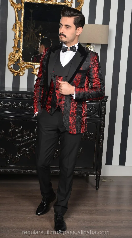 
Best Suit Money Can Buy Patterned Black Red Man Suit 