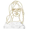 New Decorative metal wire face object with marble base