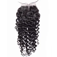 

Sunlight Peruvian Remy 100 human hair Deep Curly free part 4*4 Lace Closure amd middle/three part kinky curly lace closure