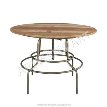 Extraordinary Industrial Reclaimed Wood Round Dining Table