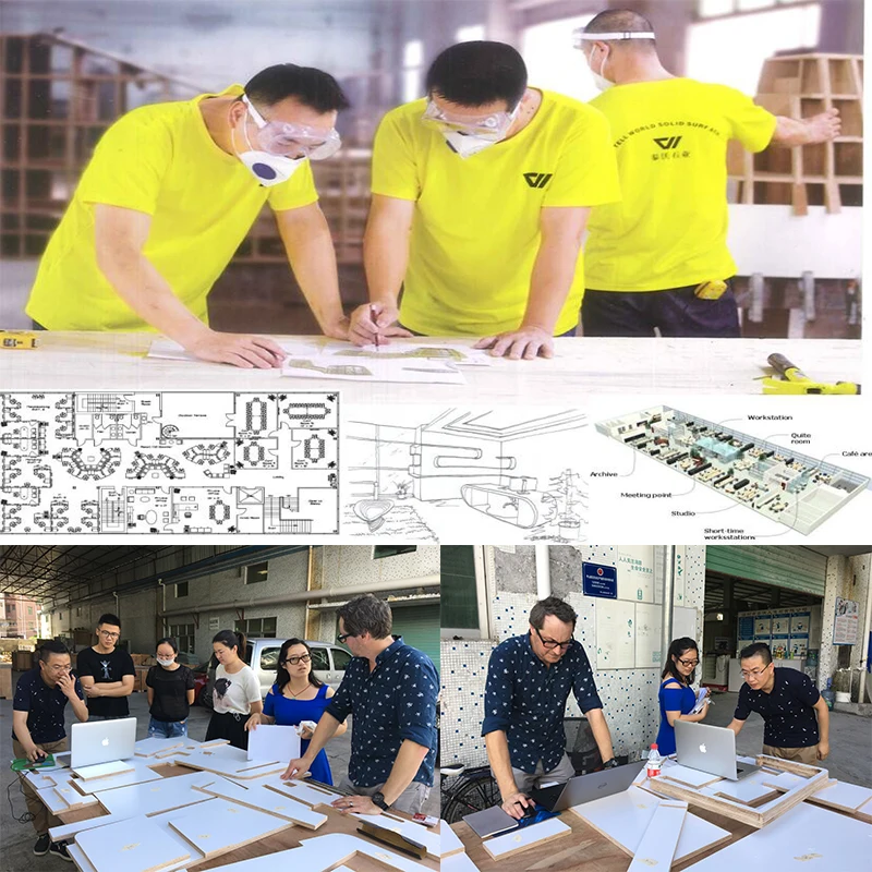 Fast food  chinese acrylic solid surface restaurant dinning table and chairs