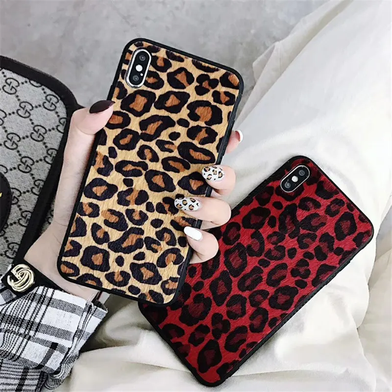 Free Shipping Fashion Leopard Print Phone Case for iPhone XS MAX XR Furry Shockproof Bumper Cover for iPhone 7 8 6 Plus