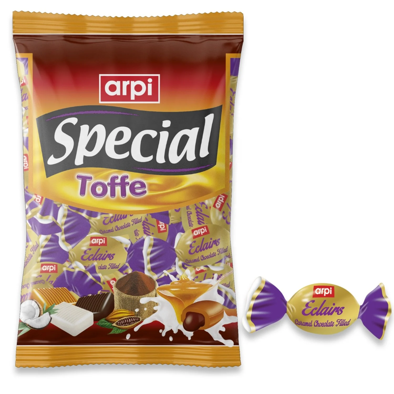 
Eclairs Caramel Soft (Chew) Candy Filled with Chocolate 1 KG Special Bag 