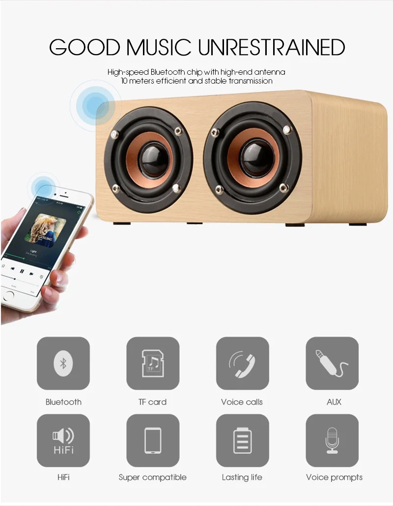 Portable Wireless Plywood Speaker, Allstar Mini Wooden Bluetooth Speaker - ANKUX.COM