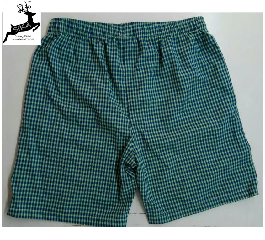 Tirupur Wholesale Cheap Cotton Boxer Mens Woven Plaid Boxer Shorts Custom Elastic Poly Cotton